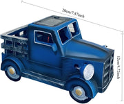 Solar Lighted Pickup Truck Planter Statue for Outdoor Decorations,Retro Style Vintage Resin Truck Flower Pot, Plant Pots Succulent Patio Lawn Garden Outside Decor (Blue)