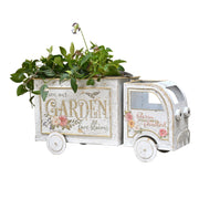 Farmhouse Small Flower Cart Metal Truck Decor Wagon Planters for Outdoor Plants Decorative Planters Vintage Indoor Plant Cart for Patio Garden Balcony White