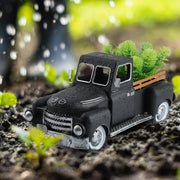Farmhouse Black Truck Decor, Vintage Metal Trucks Decoration, Home Decorative Truck, Rustic Farm Garden Pickup Truck Planter. Shelf Centerpiece Table Decorations & Car Model Gifts