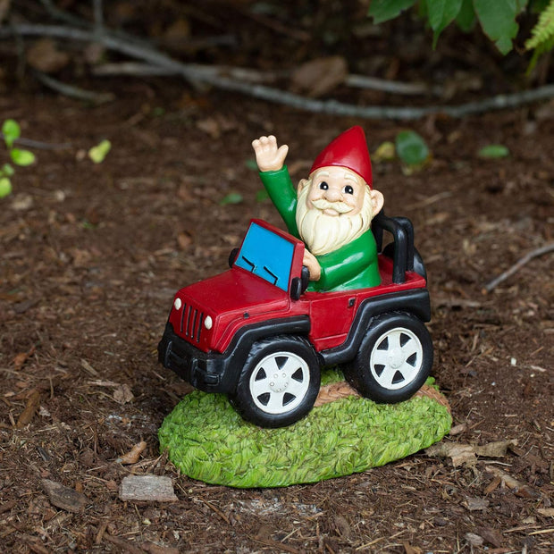 8” 4x4 Truck Wave Garden Gnome – Funny Off-Road Lawn Statue – Durable All-Weather Resin Yard Ornament – Unique Gift for Truck Enthusiasts & Outdoor Decor